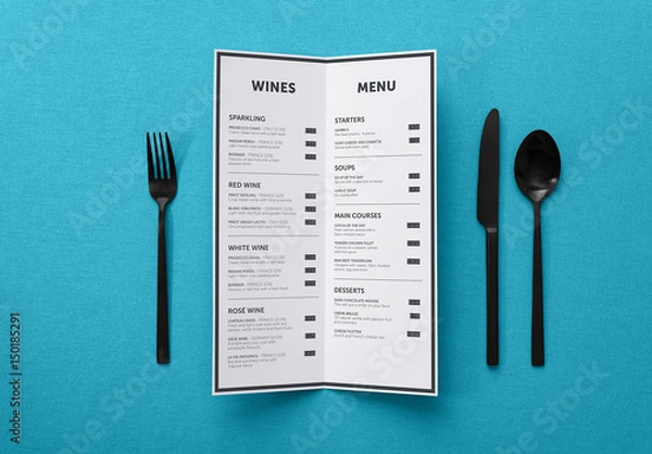 Fototapeta Restaurant Menu at Place Setting Mockup 2