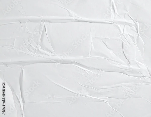 Obraz Wrinkled White Paper Texture Abstract Creased Surface for Backgrounds and Overlays