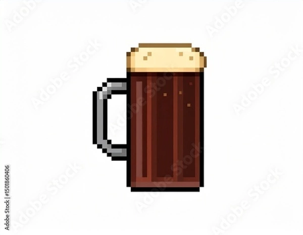Fototapeta vector illustration of BEER. MUG OF BEER 8BIT PIXELATED ART