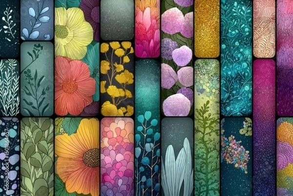 Fototapeta Seamless Colorful Abstract Pattern Collection - Vector EPS Illustration