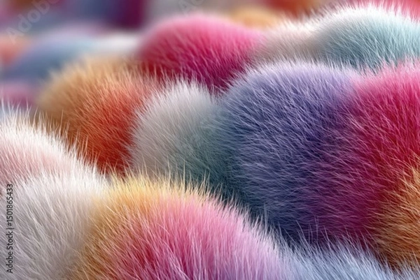 Fototapeta Colorful Abstract Background with Soft Fur Texture and Bright Patterns