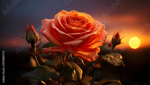 Obraz red rose on black background