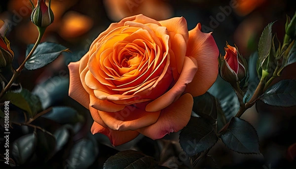 Obraz red rose on black background