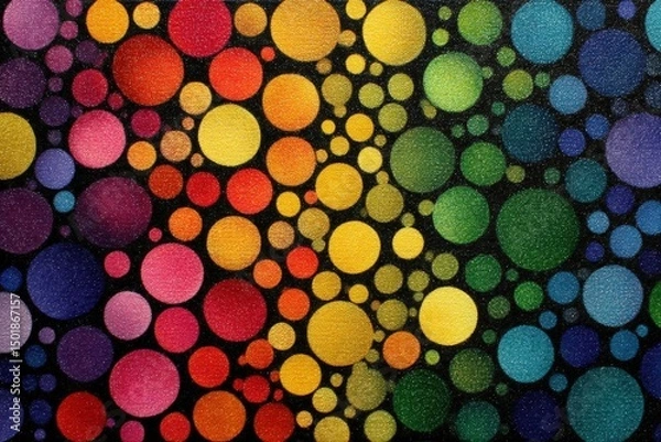 Fototapeta Vibrant Colorful Abstract Pattern with Dots Against Black Background