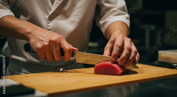 Obraz Tuna Being Cut with Knife