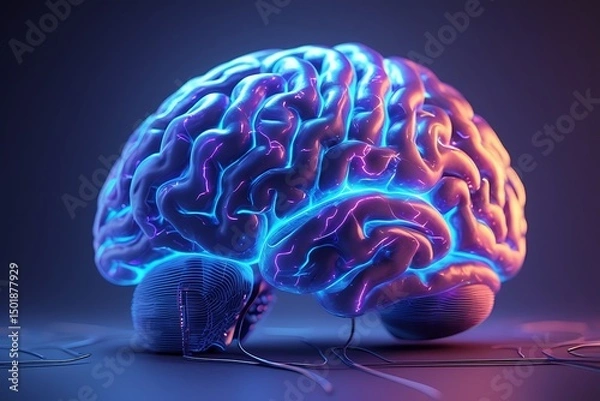 Obraz Illuminated human brain neural network concept