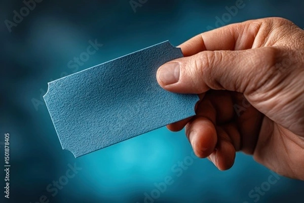 Obraz Hand Holding Ticket Illustration on Blue Background