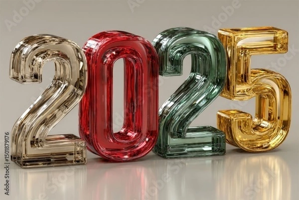 Obraz Celebrating 2025 New Year with Elegant Numerals and Festive Decor
