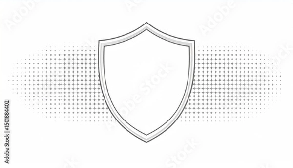 Obraz Shield outlined in gray, centered on a gradient dotted background, white