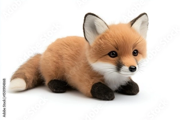 Fototapeta soft toy fox isolated on white background