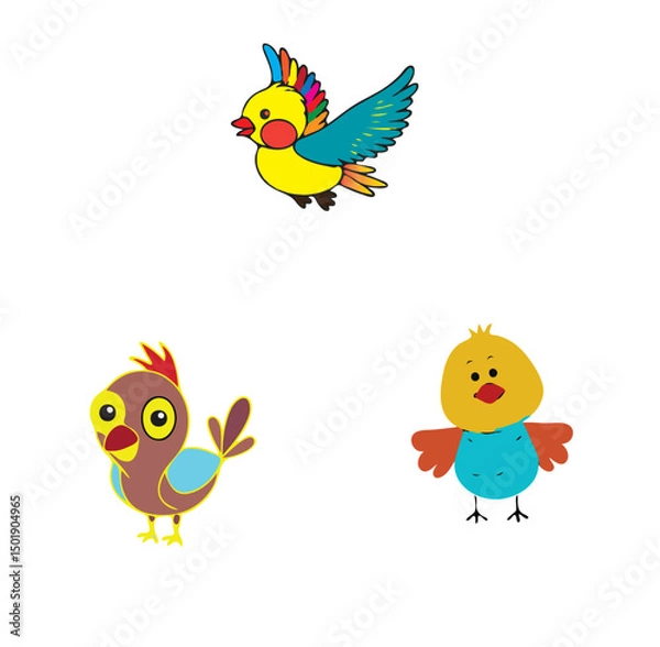 Fototapeta  Smile Colorful Birds Vector Set