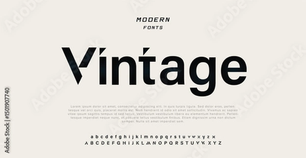 Obraz Vintage minimal font creative modern alphabet. Typography with dot regular and number. minimalist style fonts set. vector illustration 
