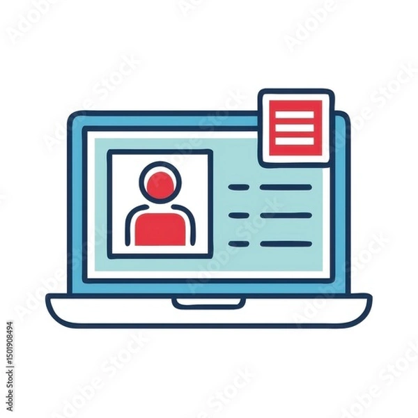 Fototapeta Digital leave request screen on laptop illustrating HR system tools and profile access
