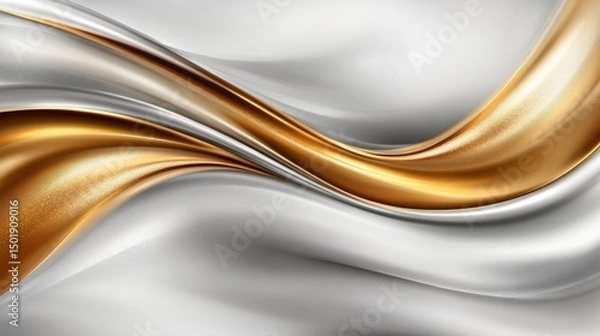 Fototapeta Elegant Waves of Gold and Silver Fabric Texture Background Design