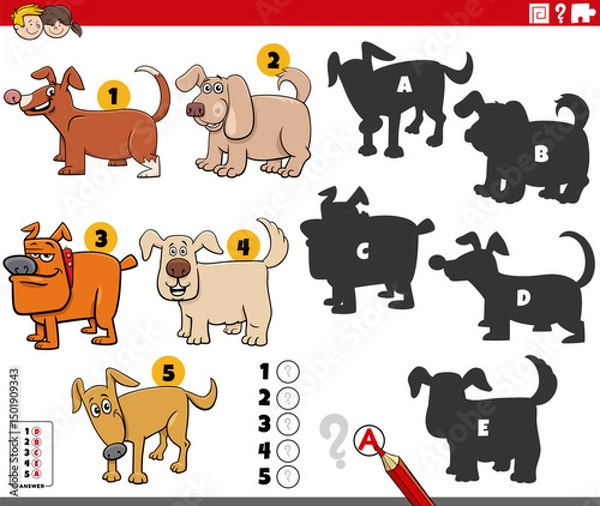 Obraz finding shadows puzzle with cartoon dogs animal characters