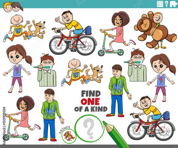Obraz one of a kind puzzle activity with funny cartoon children