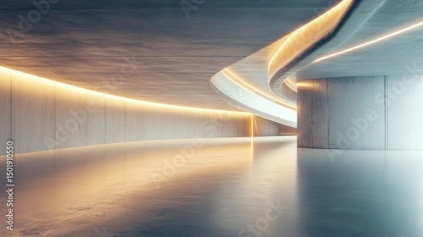 Fototapeta Modern Architectural Interior With Curved Lines And Soft Lighting