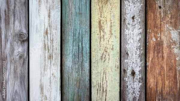 Fototapeta Rustic Wooden Planks with Various Textures and Colors for Design