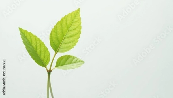 Obraz Single, delicate sapling against pure white backdrop , forestry, studio shot