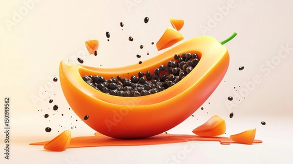 Obraz papaya fruit on a white background 