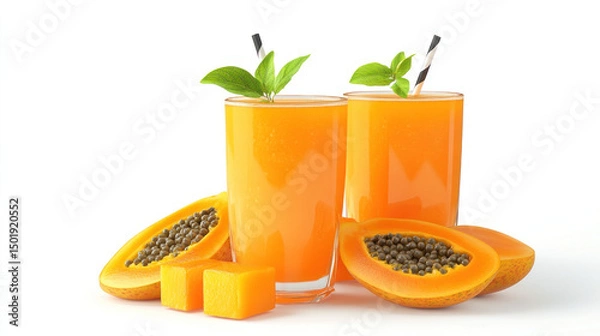 Obraz glass of orange juice on white background