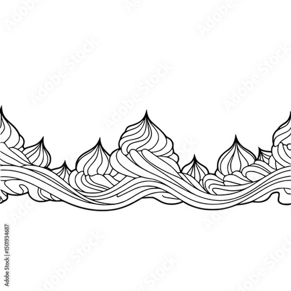 Fototapeta Abstract Monochrome Border: Swirls and Spire Design