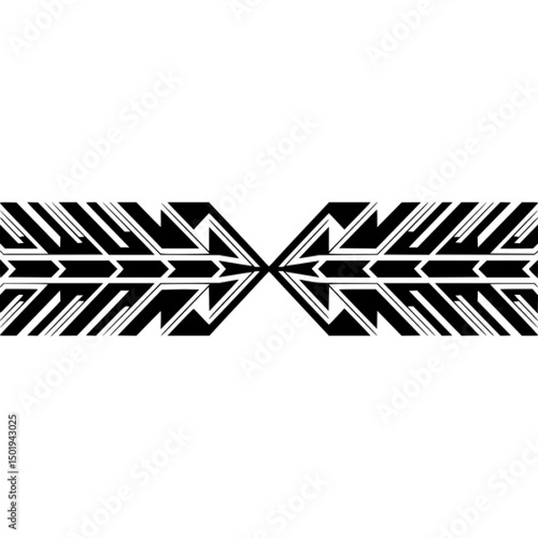 Fototapeta Abstract Geometric Border Design, Arrow Motif, Minimalist Style