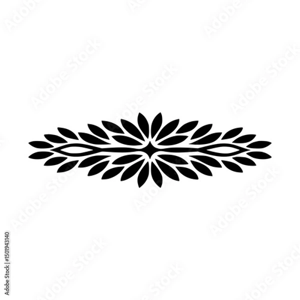 Fototapeta Elegant Black Floral Divider Element, Botanical Vector Illustration