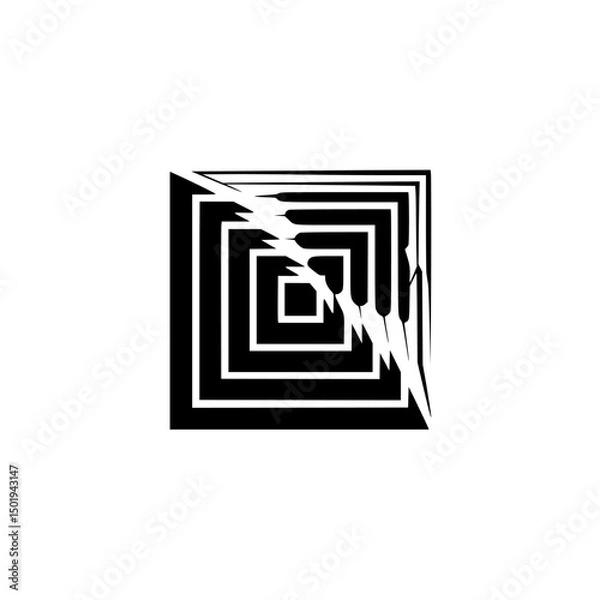 Fototapeta Abstract Geometric Square Deconstruction, Black & White Minimalism