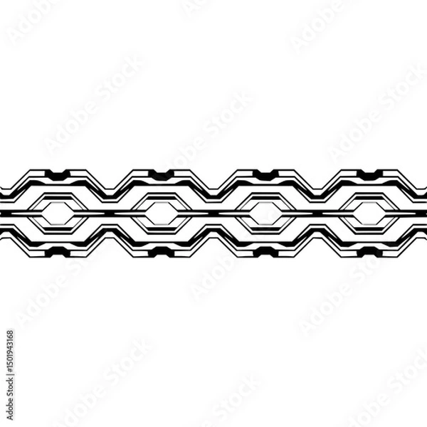 Fototapeta Futuristic Tech Abstract, Geometric Line Design on White Background