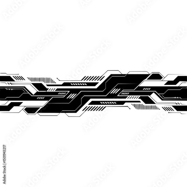 Fototapeta Abstract Black Circuit Board Design on Gradient Background
