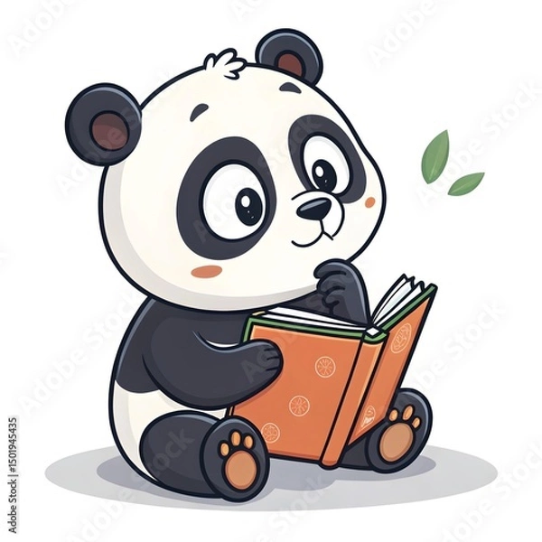 Fototapeta Cute Panda Reading Book