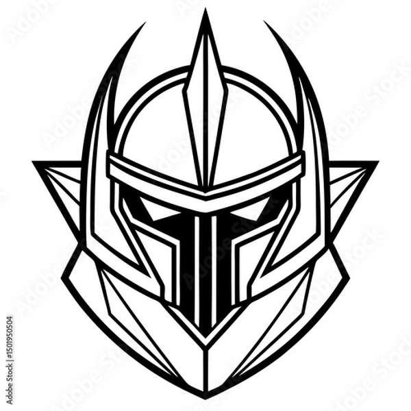 Obraz Sleek Sci-Fi Battle Helmet Vector on White