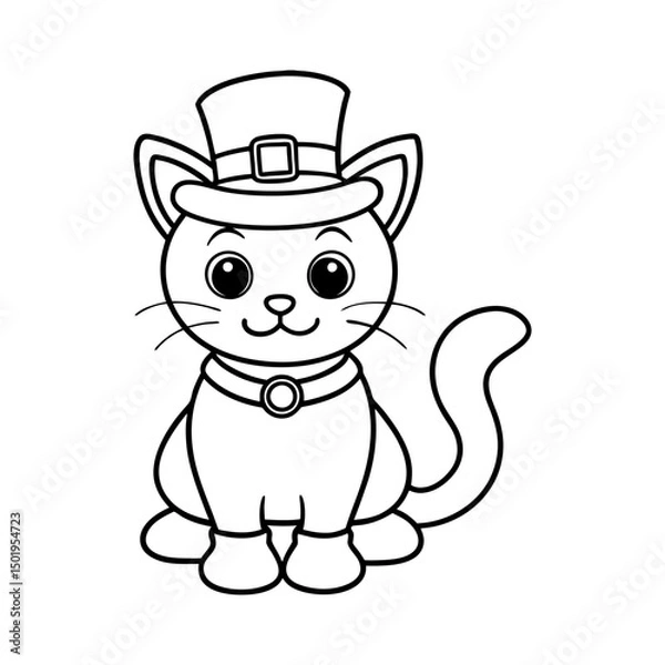 Obraz coloring page happy irish cat line art vector