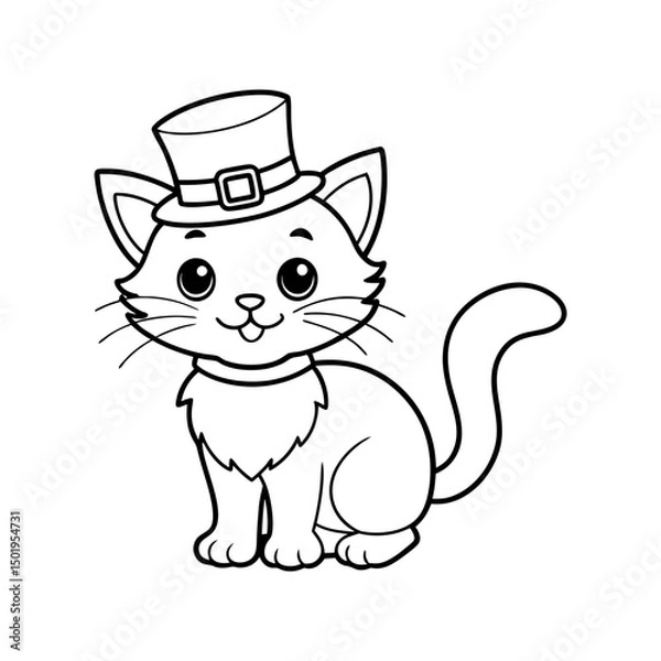 Obraz coloring page happy irish cat line art vector