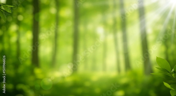 Obraz Green Forest Trees Sunbeams