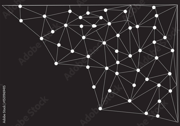 Fototapeta Abstract Network Connections Dots Lines Dark Background design.Glowing black plexus. Big data. Network or connection.  
