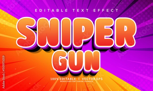 Fototapeta  sniper gun vector text effect with modern style design