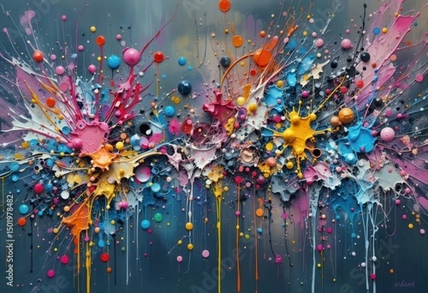 Fototapeta Colorful abstract splash art with vibrant hues in a dynamic composition
