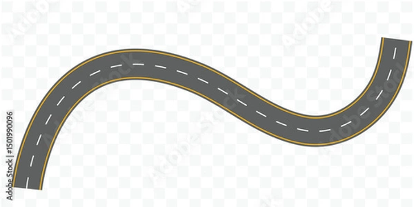 Fototapeta Curved winding road from top view, winding road isolated from background, illustration. vector eps 10