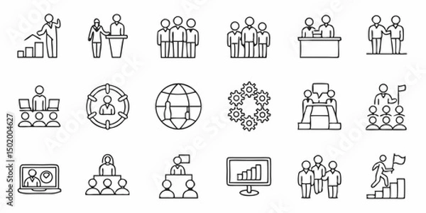 Obraz Vector art of Business and management icons isolated on transparent background