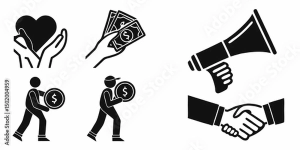 Obraz Vector art of Charity, money, promotion, and business agreement isolated on transparent background