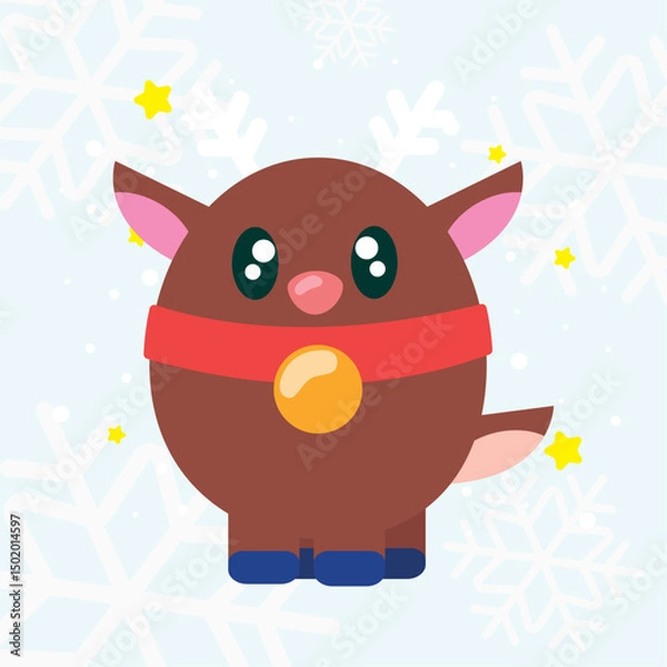 Fototapeta Round reindeer cartoon style. Vector