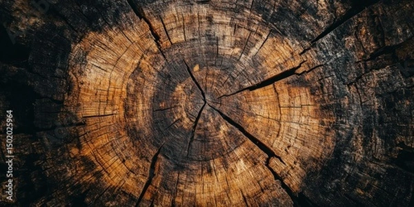 Fototapeta Intricate Wood Texture: A Close-Up of a Tree Stump's Rings