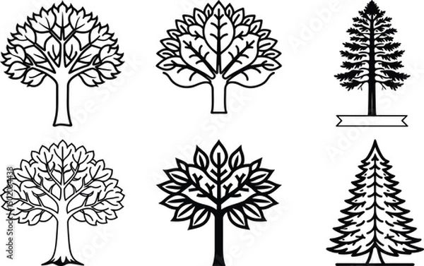 Obraz set of trees vector design