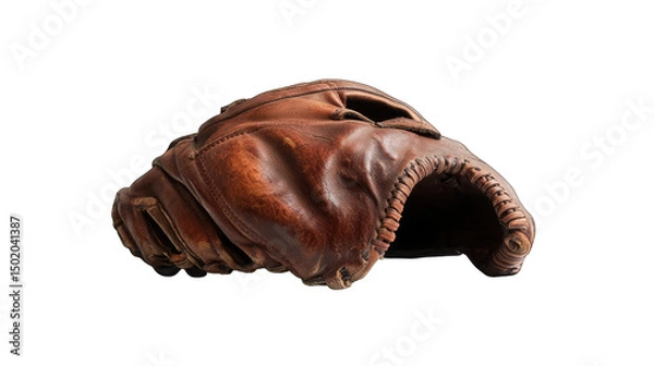 Fototapeta Brown Leather Baseball Glove Isolated On Transparent Background