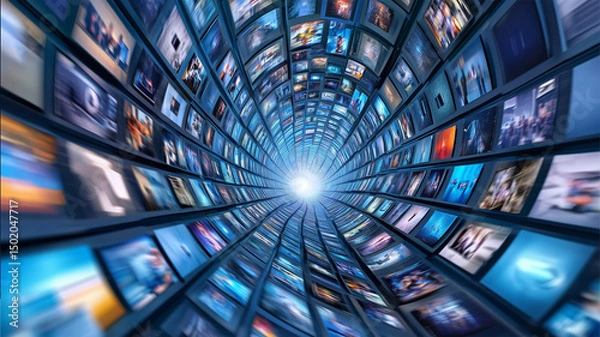Fototapeta 加速するデジタル映像の渦