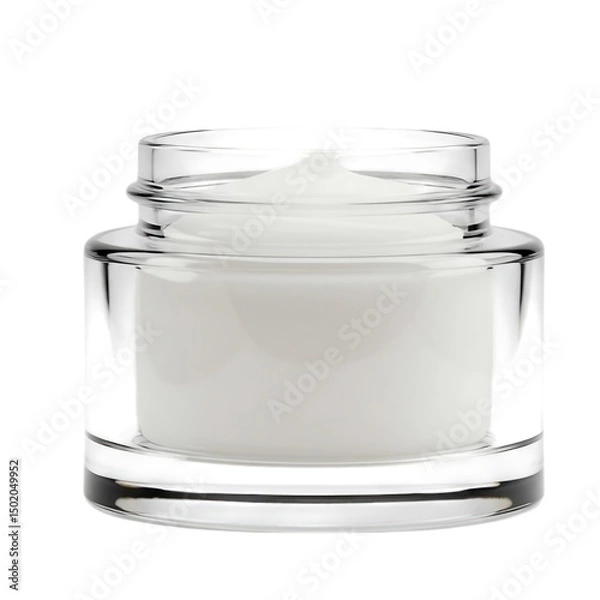 Fototapeta Cosmetic cream in a clear glass jar mockup isolated on white background
