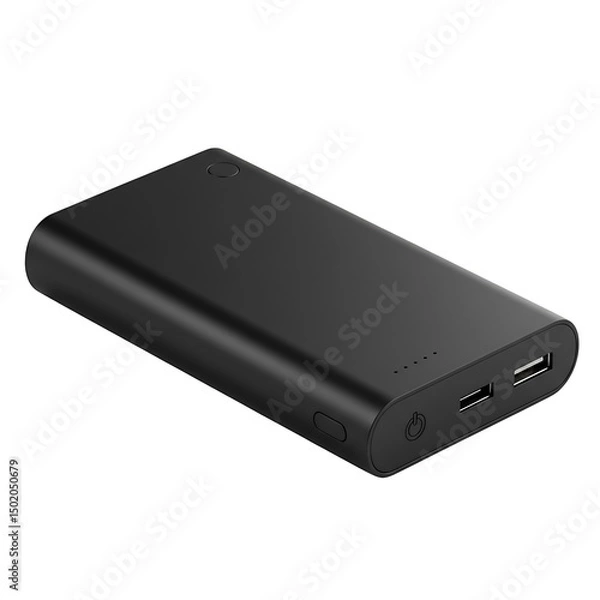 Fototapeta Black power bank mockup for branding