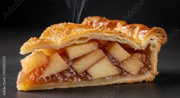 Fototapeta Slice of Layered Apple Strudel Pastry